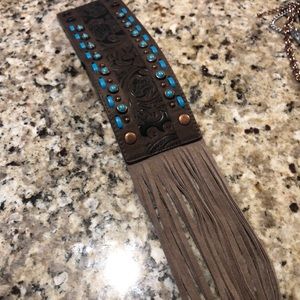 Leather snap western bracelet